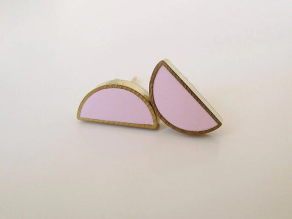 Brass & Clay Half Moon Studs - Various