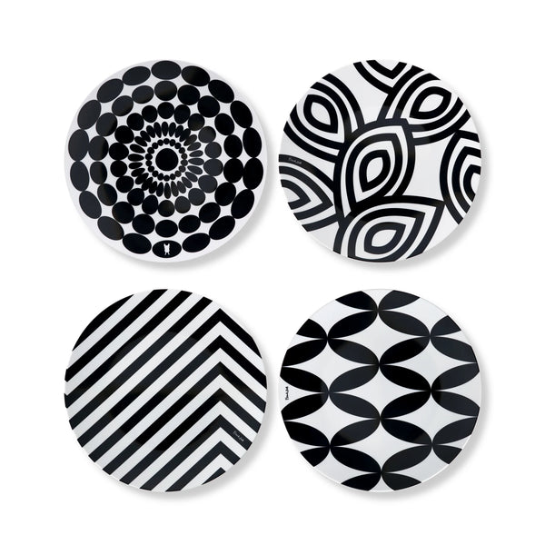 Black & White 9" Salad Plate - Set of 4