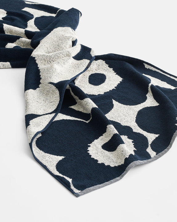 Unikko Bath Towel - Cotton/Dark Blue