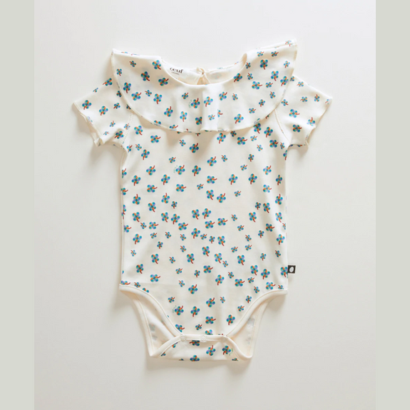 Ruffle Collar Onesie Gardenia Clover