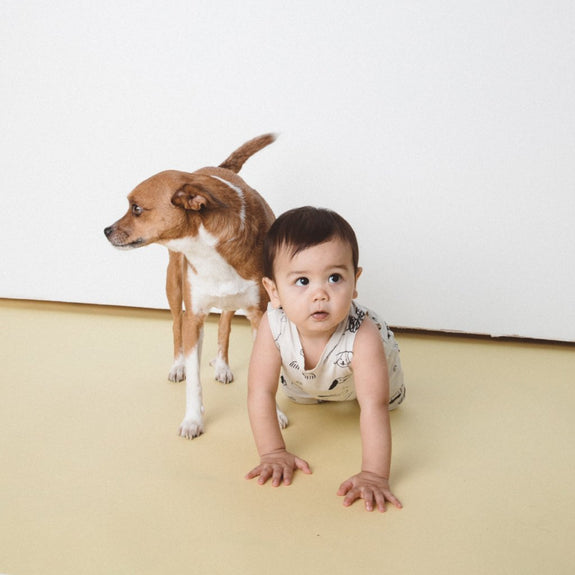 Kira Dog Tank Romper Natural