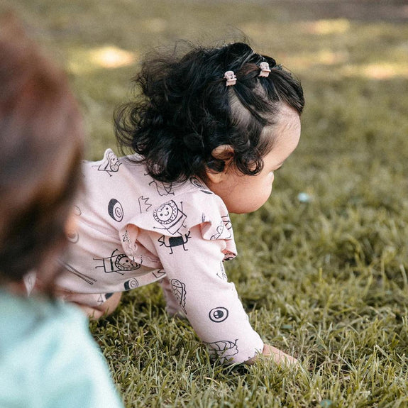 Sushi Print Dress Onesie LS Blush