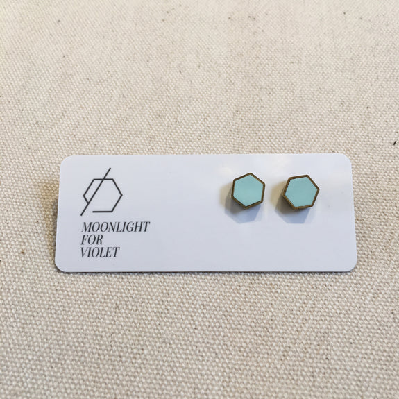 Brass & Clay Hexagon Studs - Various