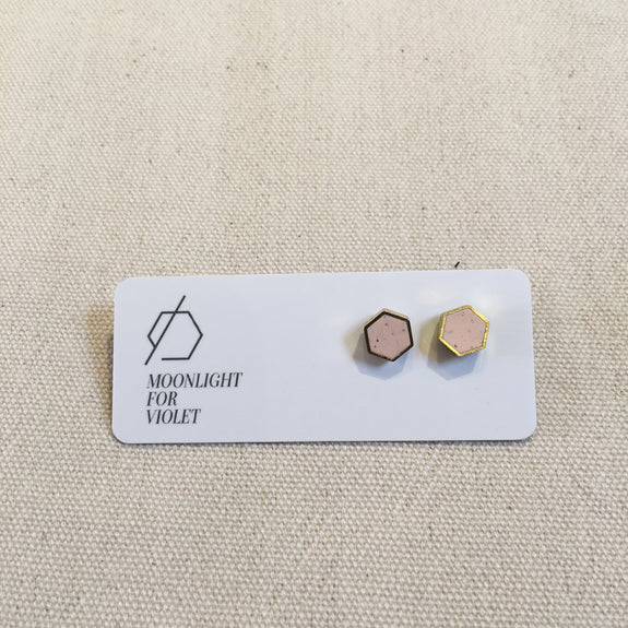 Brass & Clay Hexagon Studs - Various