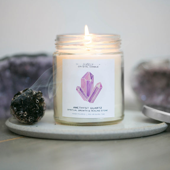 Amethyst Crystal Candle - Spiritual Growth & Healing
