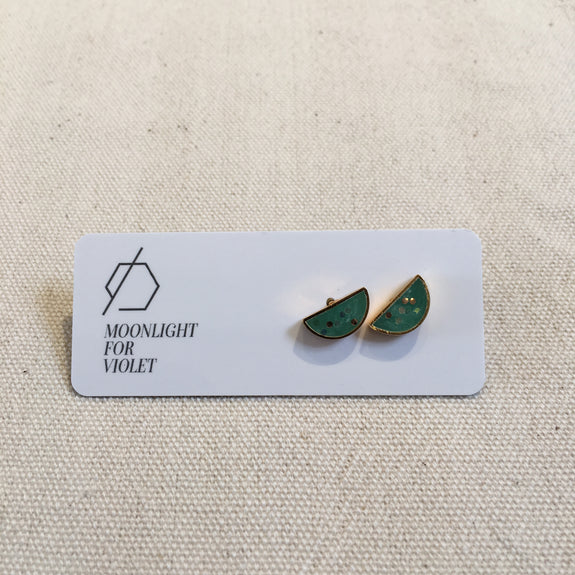 Brass & Clay Half Moon Studs - Various