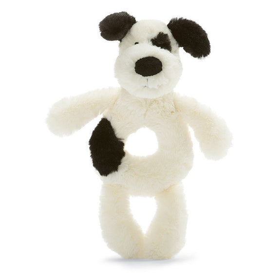 Bashful Puppy Rattle Black/Cream