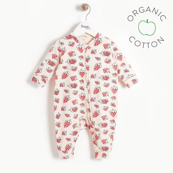 Sky Zip Front Playsuit - Strawberry