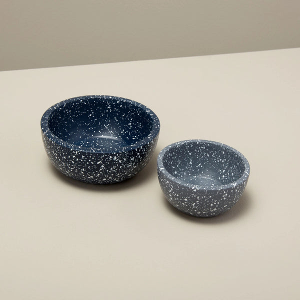 Speckled Cement Nesting Pinch Bowls Set, Midnight & Slate