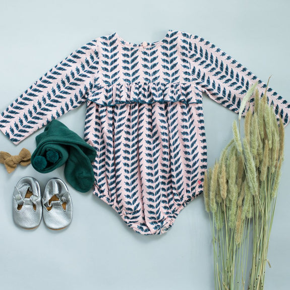 Frances Bubble LS Onesie Crystal/Rose