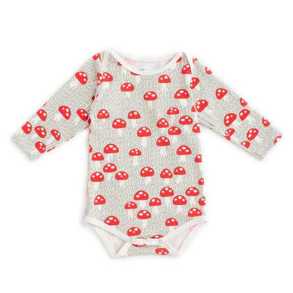 Long Sleeve Snap Suit - Mushrooms Sage