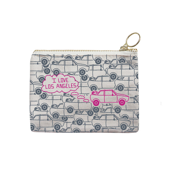 Los Angeles Coin Purse - Grey/Pink