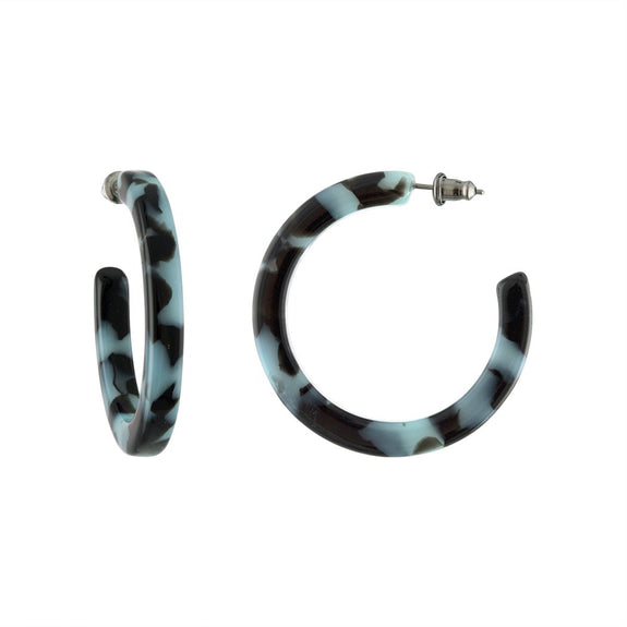 Midi Hoops in Blue Tortoise