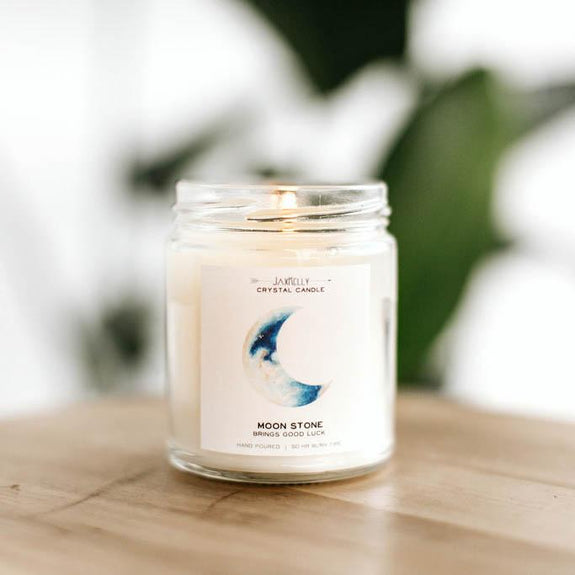 Moonstone Crystal Candle Brings - Good Luck