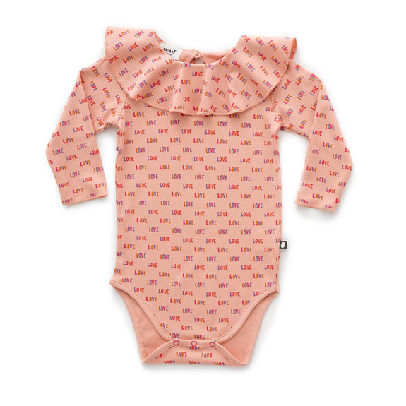 Ruffle Collar Onesie - Peony Love