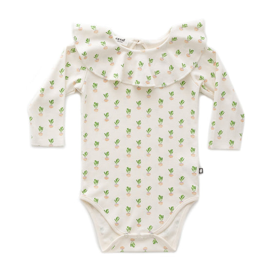 Ruffle Collar Onesie - Turnip