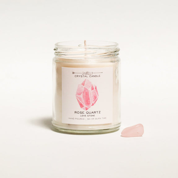 Rose Quartz Crystal Candle - Love