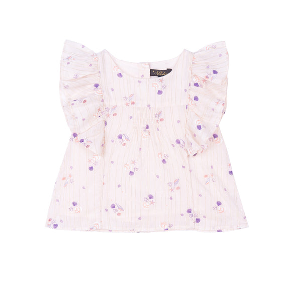 Izzy Princess Seam Top - Seashell Ditsy Lurex