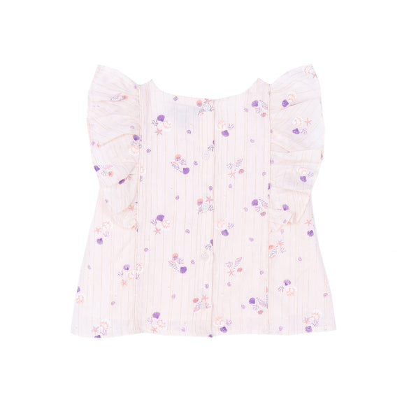 Izzy Princess Seam Top - Seashell Ditsy Lurex