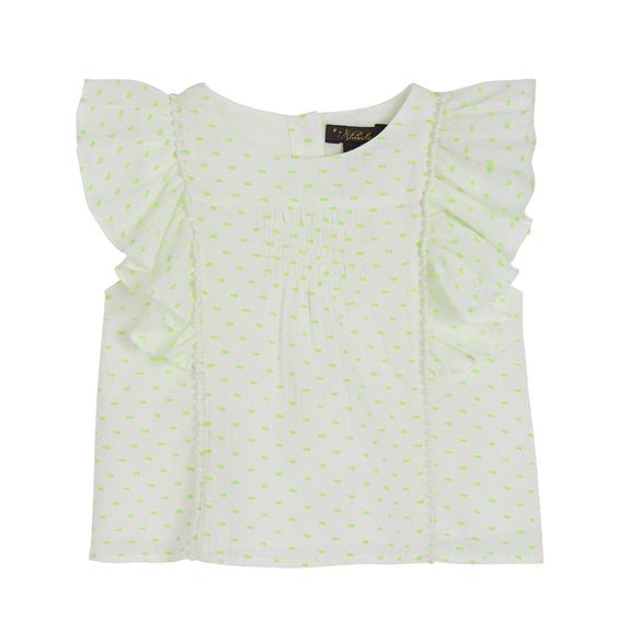 Izzy Princess Seam Top - White/Neon Dobby