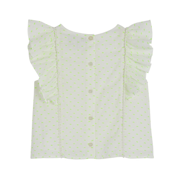 Izzy Princess Seam Top - White/Neon Dobby
