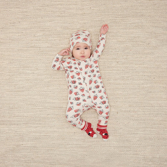 Sky Zip Front Playsuit - Strawberry