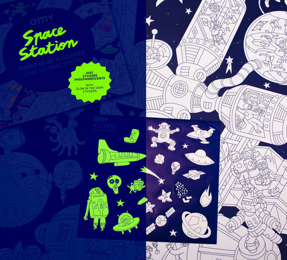 Giant Coloring Poster & Stickers - Space Station