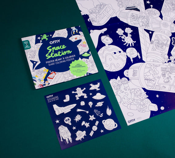 Giant Coloring Poster & Stickers - Space Station