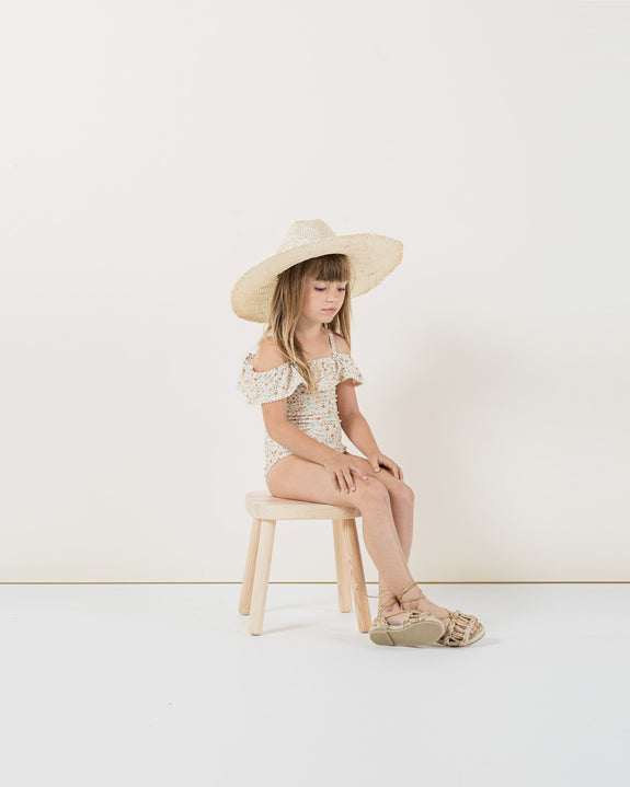 Off-the-Shoulder One Piece Swimsuit - Flower Field