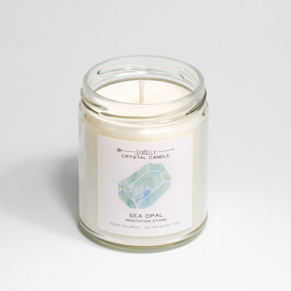 Sea Opal Crystal Candle - Meditation