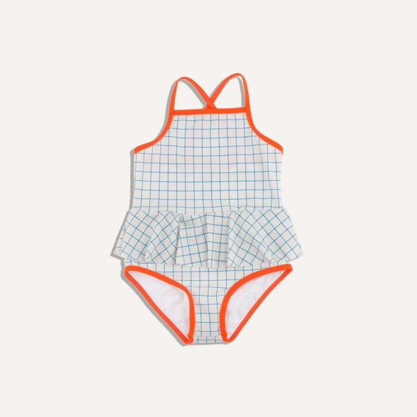 Grid Swimsuit Stone/Blue
