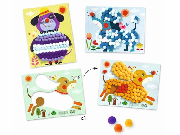 Pompom Puppies Collage