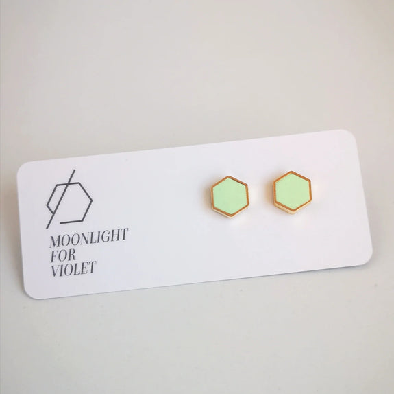 Brass & Clay Hexagon Studs - Various