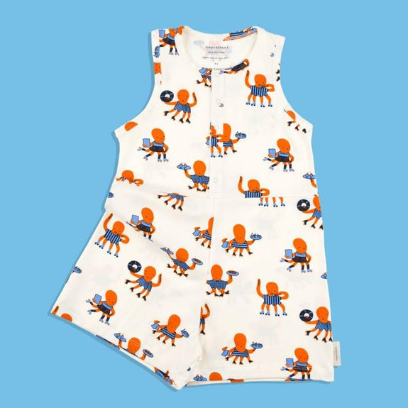 Octopus Relaxed Onepiece White/Cerulean