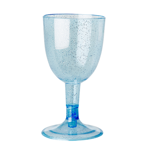 Six Plastic Glitter Wine Glasses