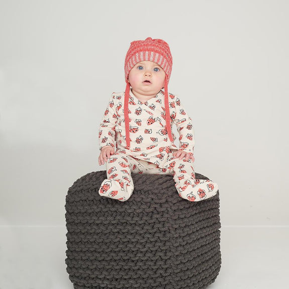 Wrap Top & Footie Legging - Strawberry