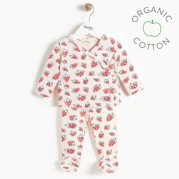 Wrap Top & Footie Legging - Strawberry