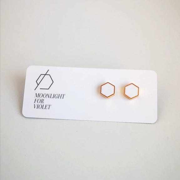 Brass & Clay Hexagon Studs - Various