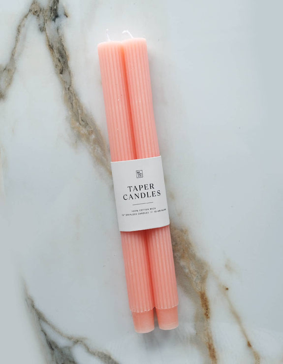 Taper Candle Pair, Coral Pink