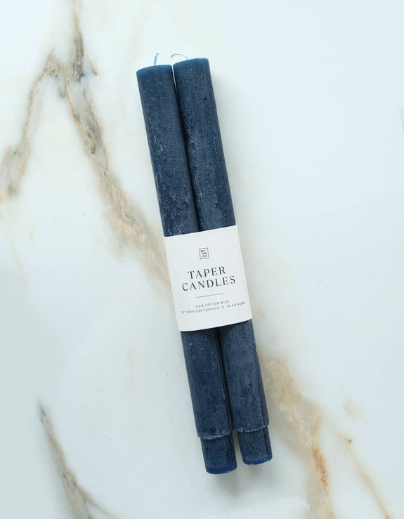 Taper Candle Pair, Navy