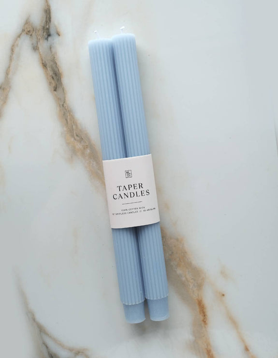 Taper Candle Pair, Cornflower Blue