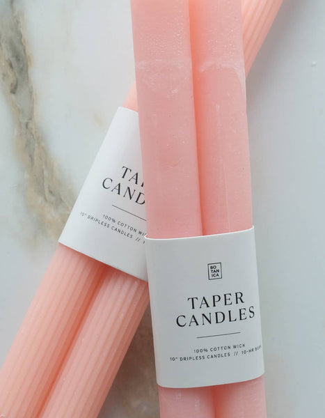 Taper Candle Pair, Coral Pink