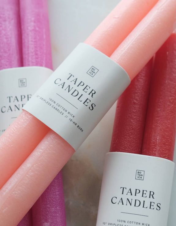 Taper Candle Pair, Coral Pink