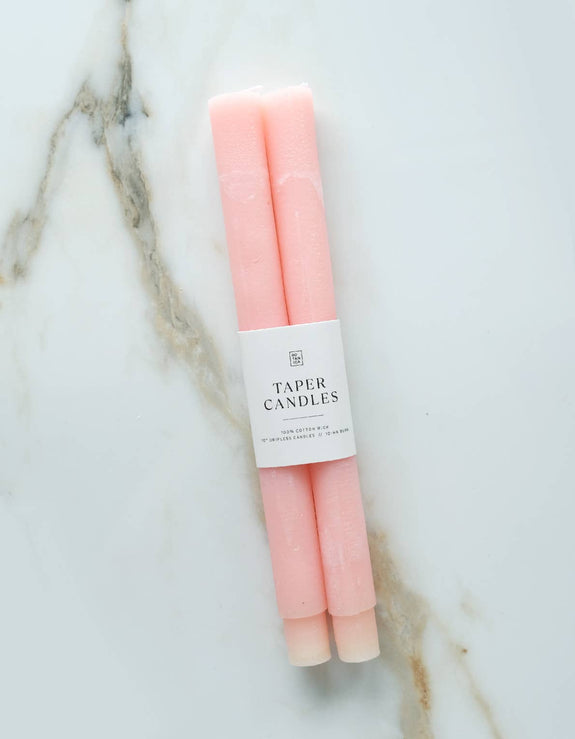 Taper Candle Pair, Coral Pink