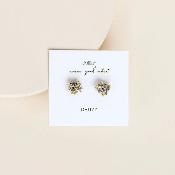 Druzy Prong Earring - Silver