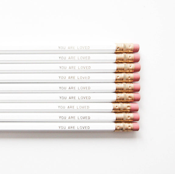 Pencil Set You Are Loved White