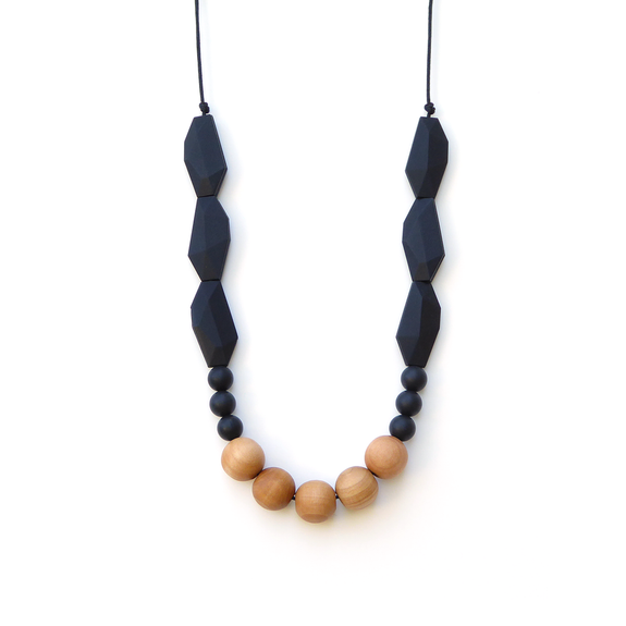 Wood & Silicone Necklace - Midnight Black