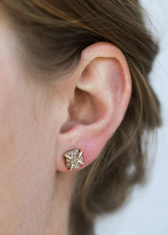 Druzy Prong Earring - Rose Gold