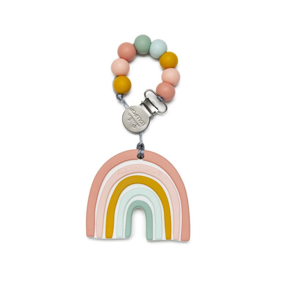 Silicone Teether Holder Set - Pastel Rainbow