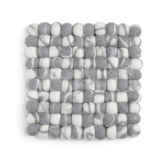 Square Felt Stone Ball Trivet/Coaster - Grey